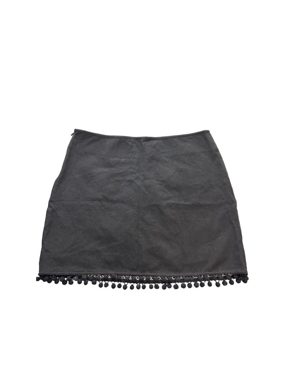Umgee Black Multicolor Embroidered Mini Skirt Birds Pom Trim Sz L NWT - Picture 4 of 13